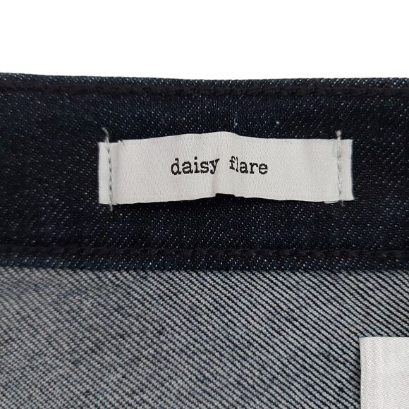 Jessica Simpson Daisy Flare Jeans Womens 10 Blue Dark Wash Stretch Raw Hem Denim - Picture 8 of 13